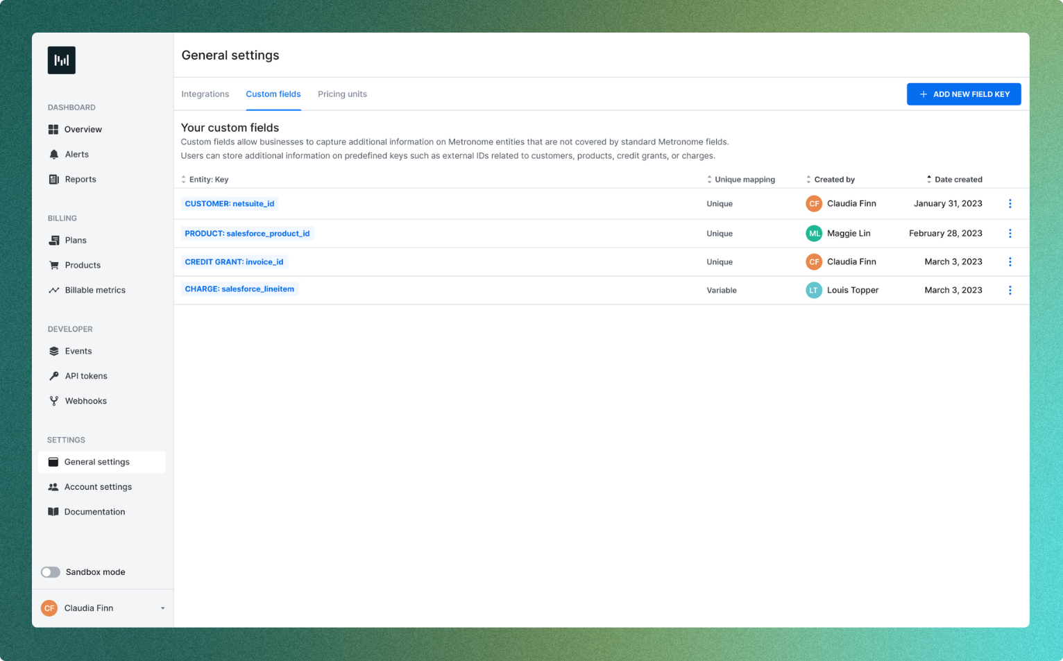 Centralize customer data and enable integrations with custom fields